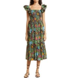 MILLE Resort Olympia Smocked Midi Maxi Dress in Botanica Floral Large Tuckernuck